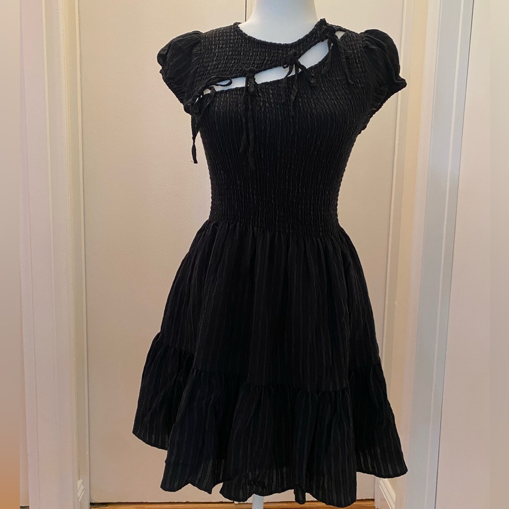Hill House Black Textured Nap Dress